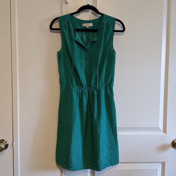 Loft Mini Starburst Print Tie Neck Dress - Picture 2 of 7